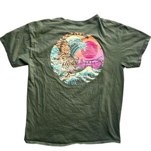 ⭐️⭐️3/$10⭐️⭐️ Threadless Shirt Men’s L Olive Green Graphic T-Shirt Ocean Tiger